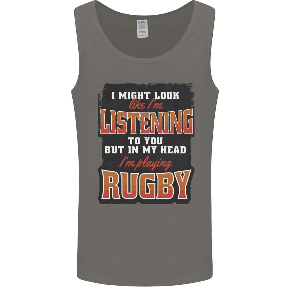 In My Head I'm Playing Rugby Funny Mens Vest Tank Top