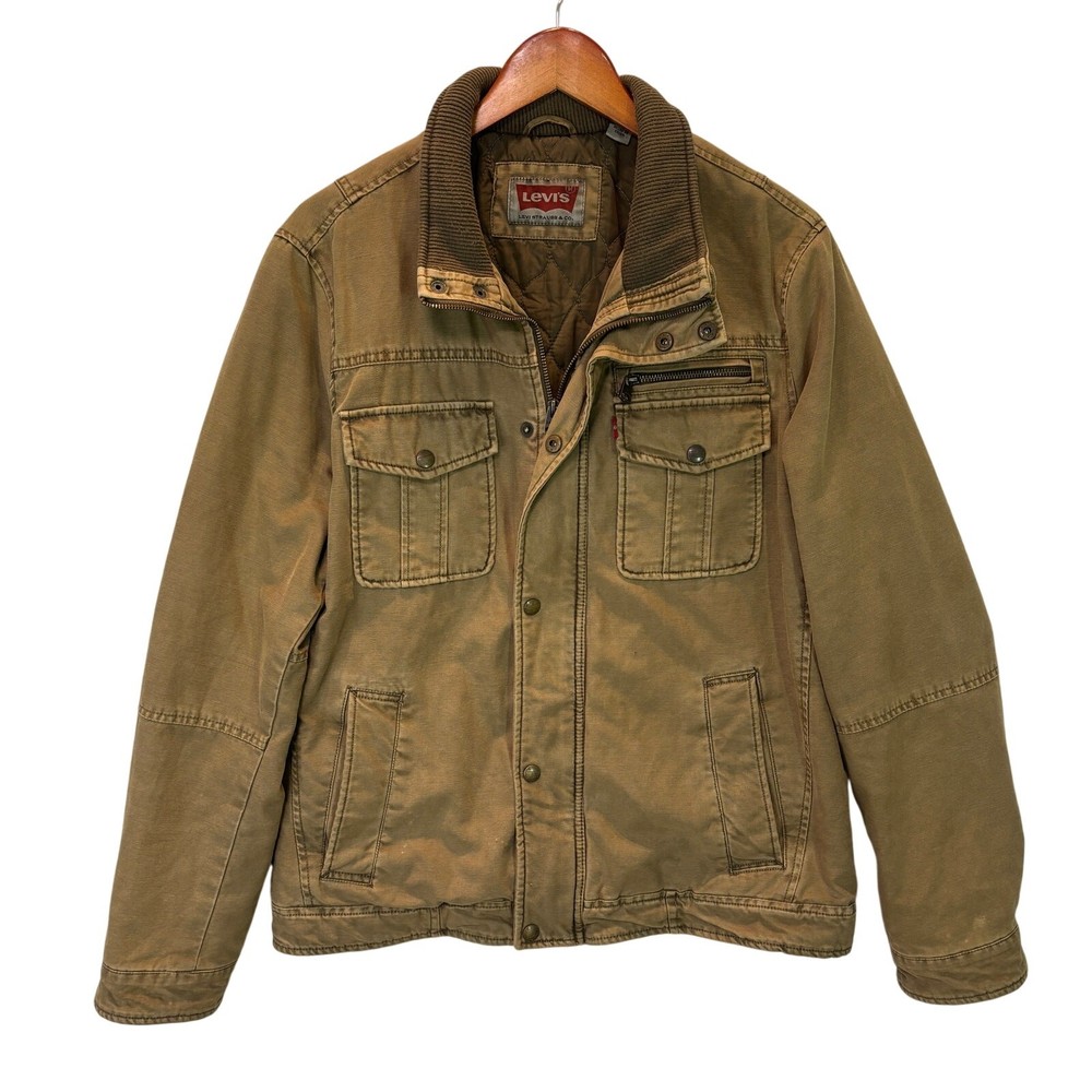 Levi's Jacket Men Large Brown Utility Barn Corduroy Collar Chore Trucker  Canvas