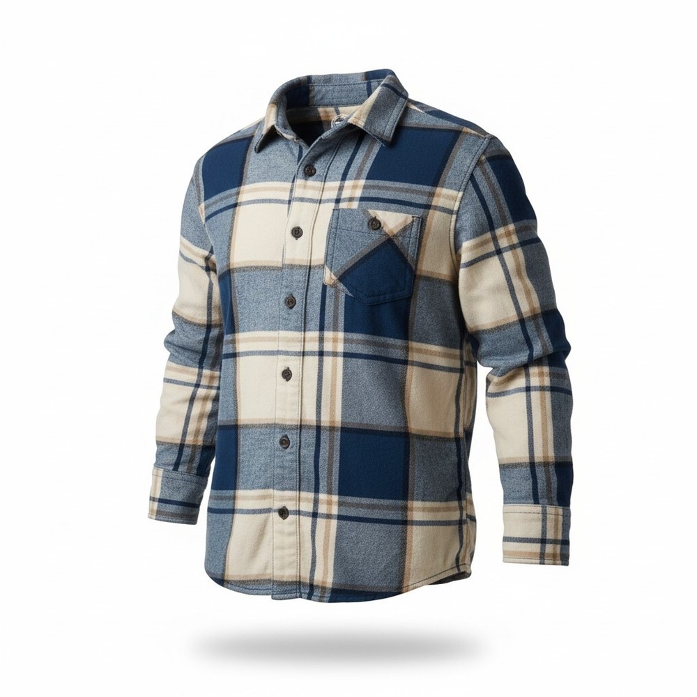 Wonder Nation Blue and Cream Plaid Button-Up Flannel Boys Shirt NWOT Size S 6-7