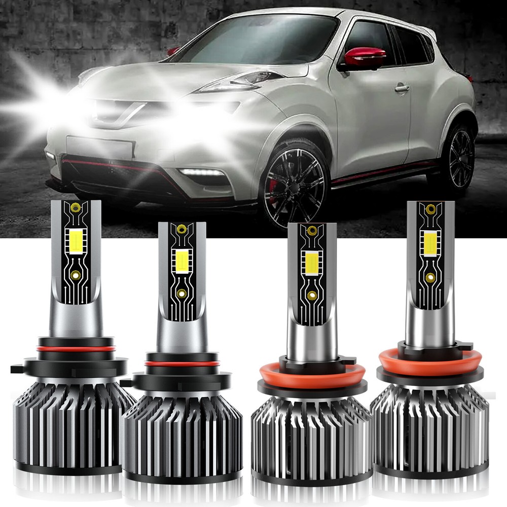 4X LED Headlight Bulbs High & Low Beam Kit 6500K White For Nissan Juke 2015-2017