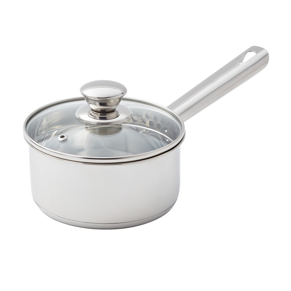 Mainstays 1 Quart Stainless Steel Saucepan with Strainer Lid Oven Safe