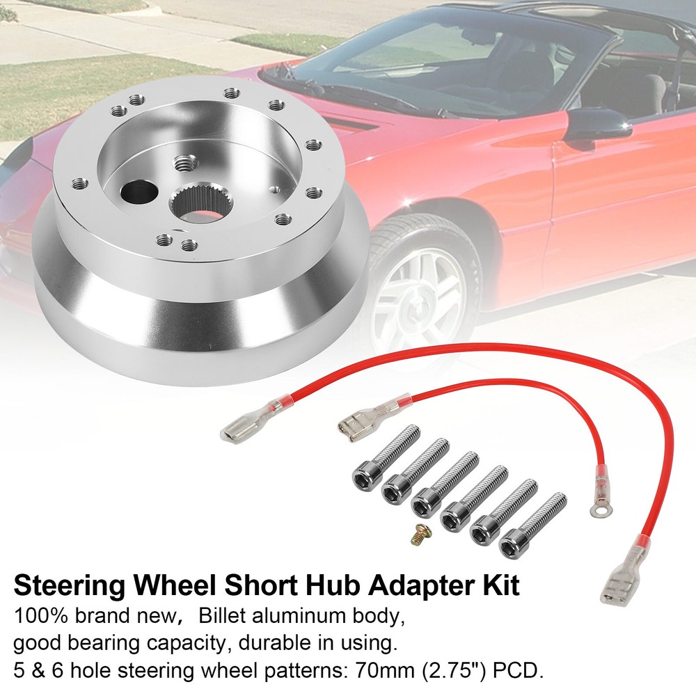 Polished 5 & 6 Hole Short Hub Steering Wheel Adapter Kit for Ididit GM Chevy