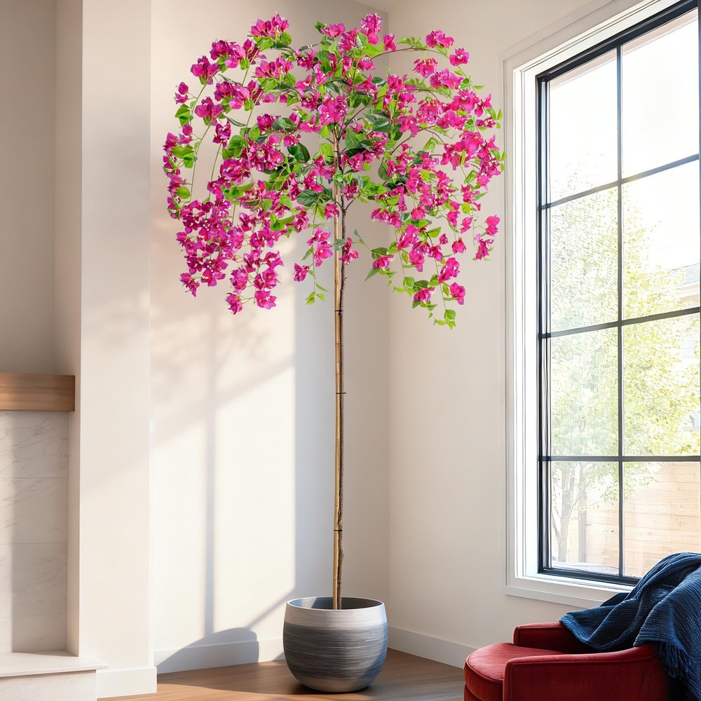 7.2FT Artificial Bougainvillea Tree Artificial Tree Tall Potted Fake Bougainv...