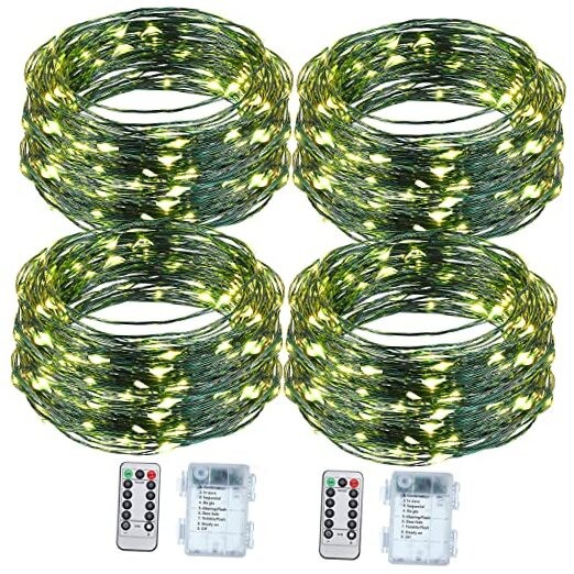 4 Pack 33ft Green Christmas Fairy String Lights for Outdoor Decor