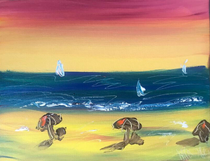 SEASCAPE  MODERN PAINTING  IMPRESSIONIST CANVAS ORIGINAL OIL CANVAS UV5h77E