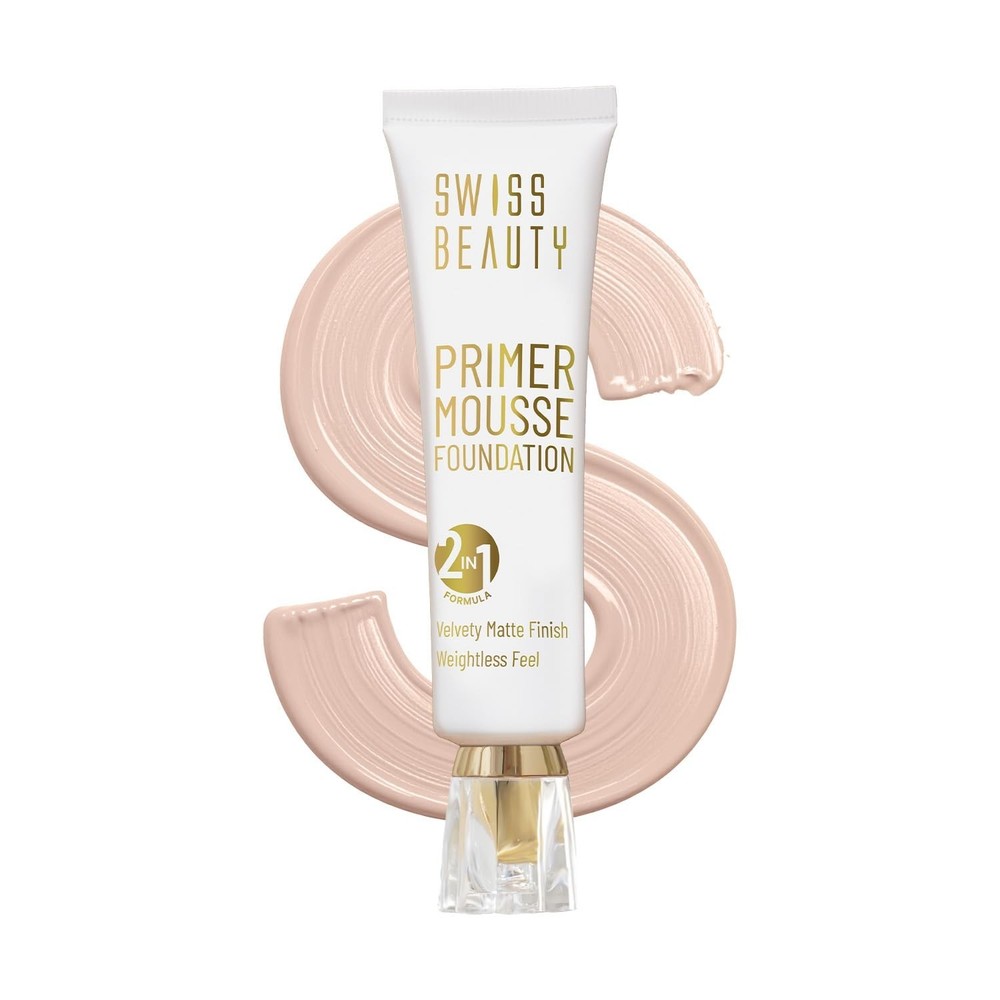 Swiss Beauty Primer Mousse Foundation Weightless Smooth Face MakeUp 30ml