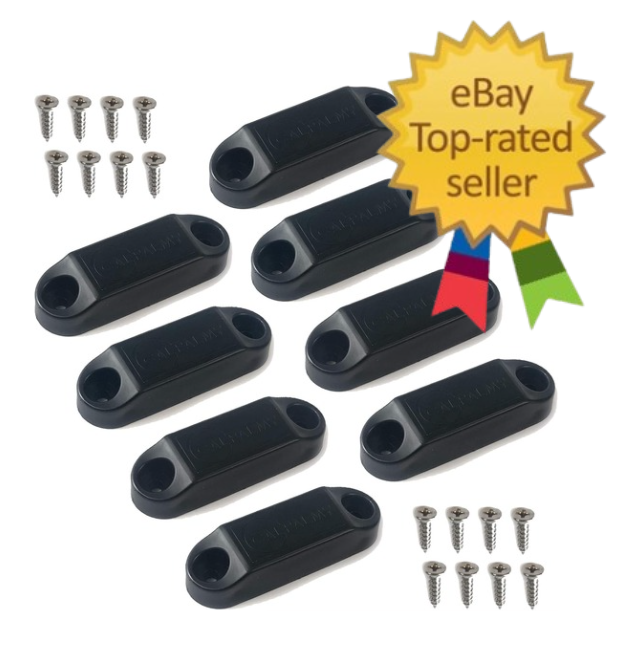 (4 Pairs) Magnetic Baggage Door Catch and Holder Kit - Black RV Storage Door Lat