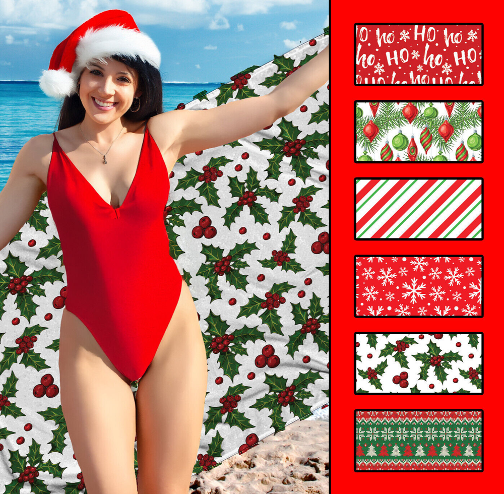 Festive Christmas Beach Towel for Holiday Pool and Vacation Fun