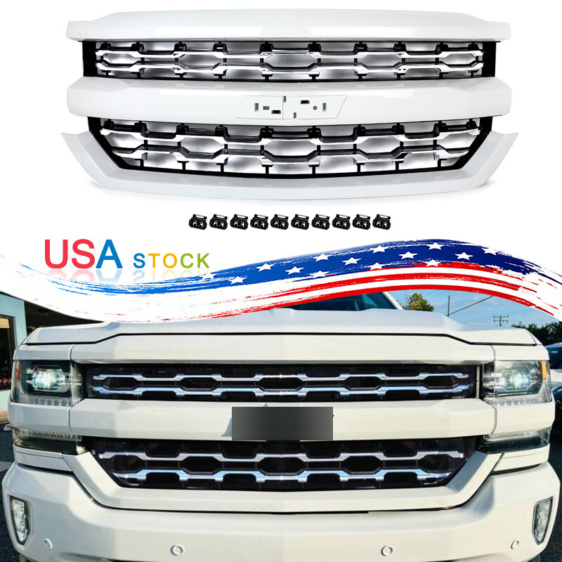 Summit White Front Grille Grill Assembly For 2016-2018 Chevy Silverado 1500 LTZ