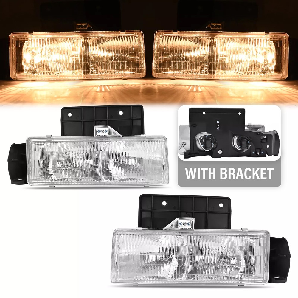 Left Right Headlights Headlamp & Bracket For Chevrolet Astro & GMC Safari 95-05
