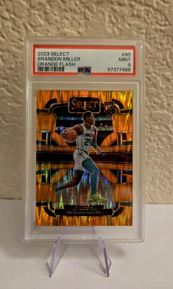 2023 Panini Select Brandon Miller RC Orange Flash Prizm PSA 9 Rookie Hornets