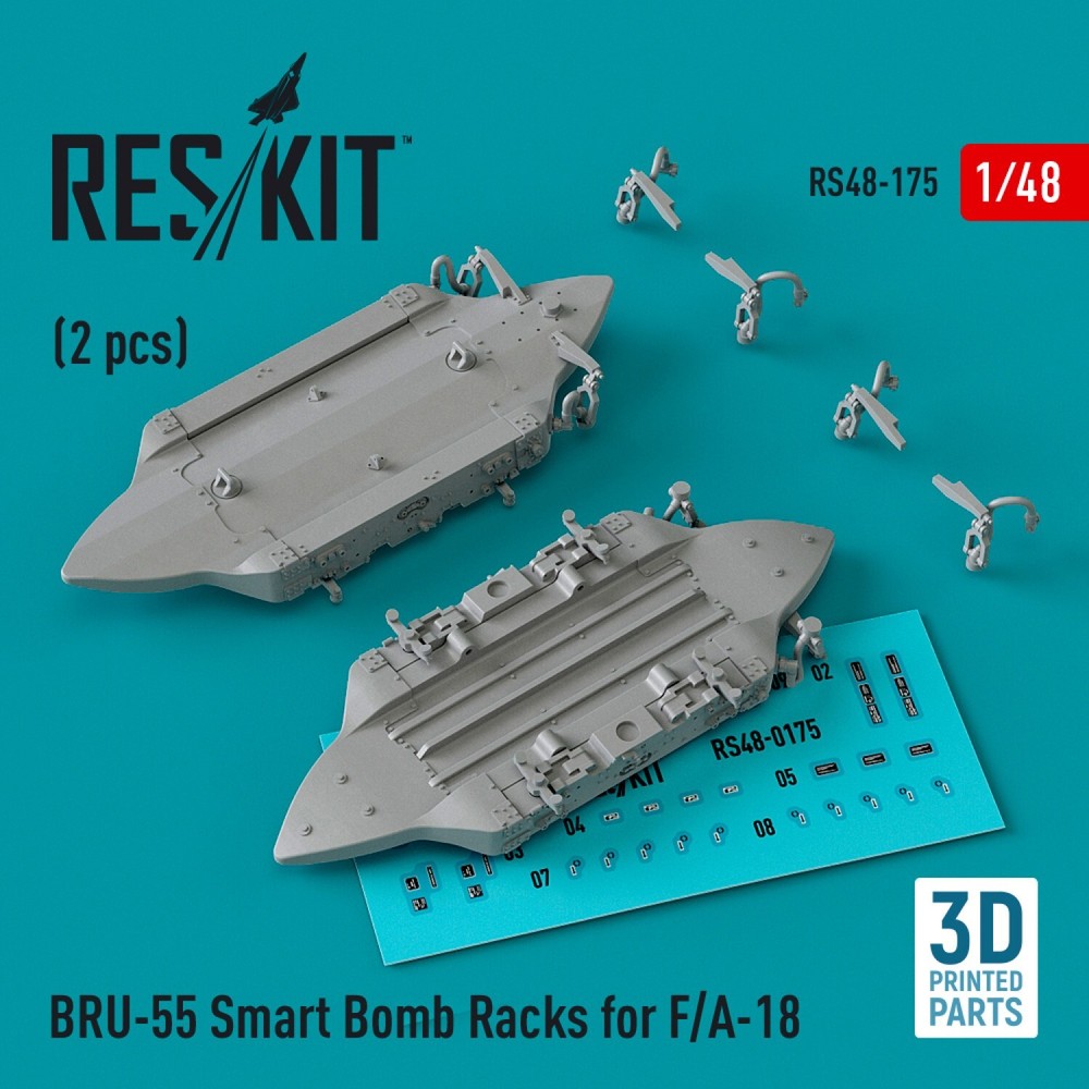 BRU-55 Smart Bomb Racks for F/A-18 2pcs 1:48 ResKit RS48-0175 for Plastic Model