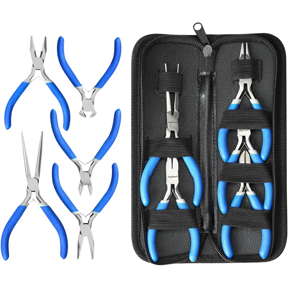5-Piece Mini Pliers Set with Cable Cutters & Needle Nose - Durable Tools