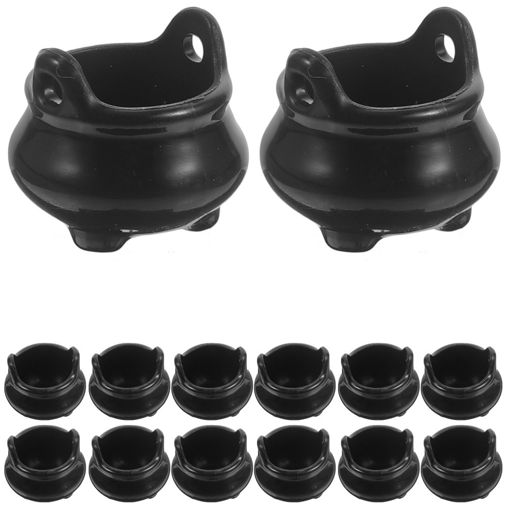 24 Mini Witch Doll House Plastic Cauldron Pot Decor Figurines  