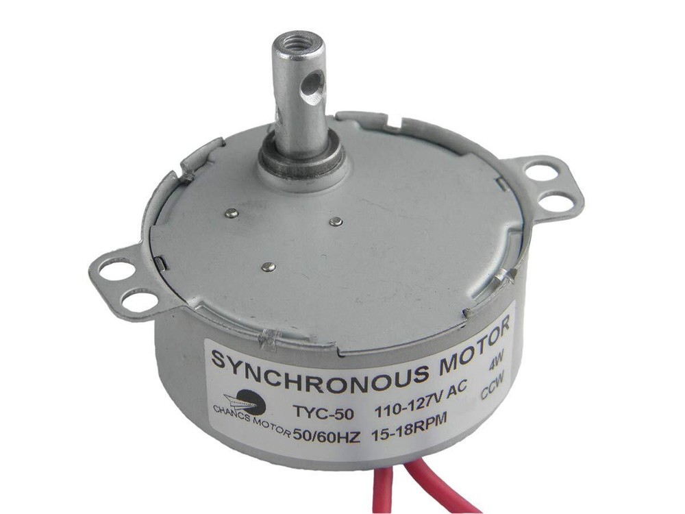 TYC-50 Small Synchronous Motor 110V AC 15-18RPM Shaft Rotation CCW 4W Gear Mo...