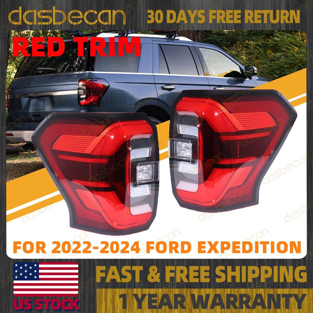 Pair Left & Right Side LED Tail Light Brake Lamp For Ford Expedition 2022-2024
