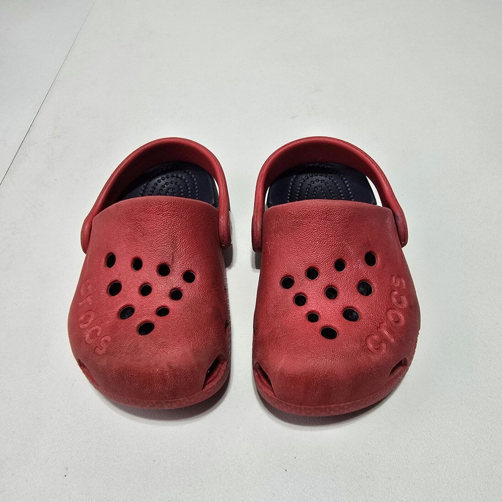CROCS Toddler Crocband Red/Blue Slip On Clogs Size 5C