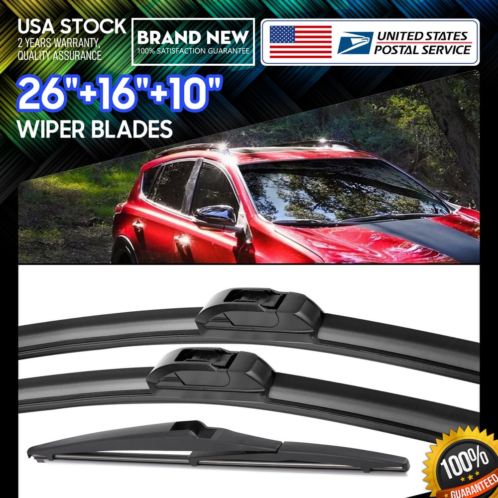 Front & Rear / 26''+16''+10'' / Premium Rubber Windshield Wiper Blades /pair