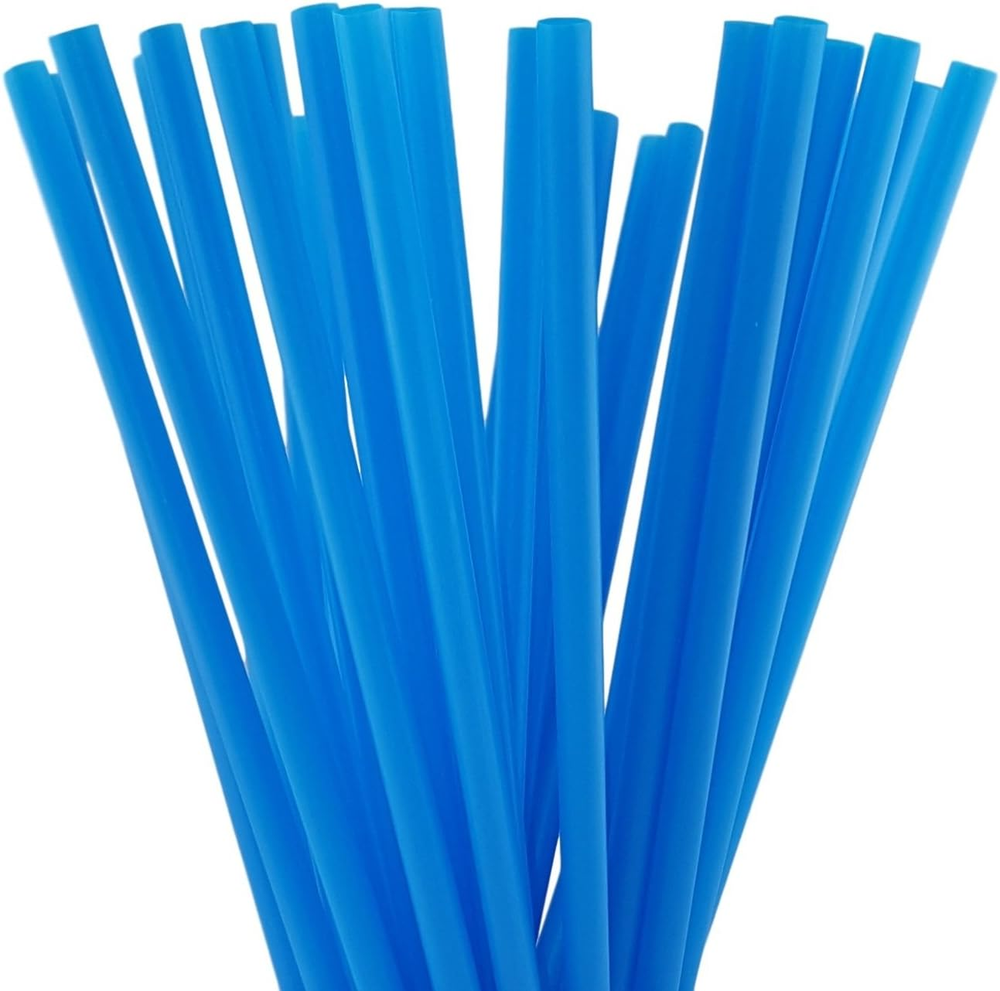 10 Inch Extra Long Blue Drinking Straws 250 Pack 0.28 Inch Diameter