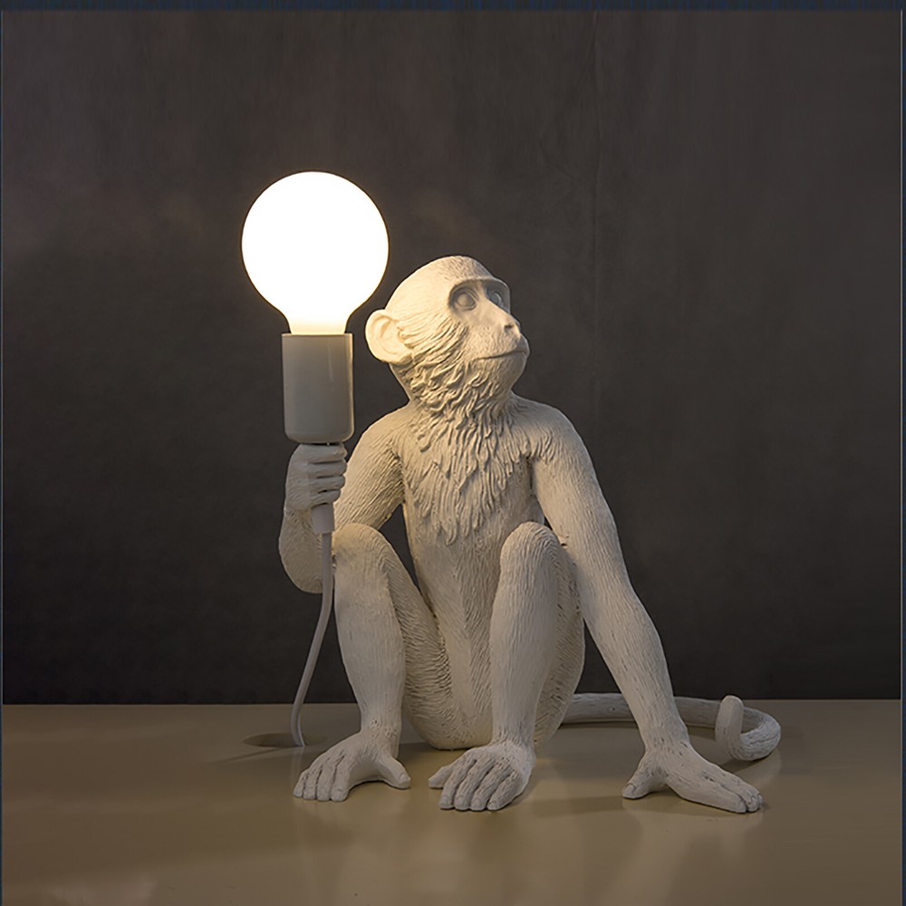 Modern Vertical Table Light Desk Lamp Resin Sitting Monkey Lighting Bedroom Home