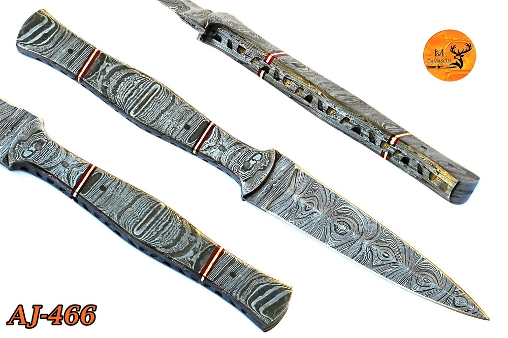 Custom Made Hand Forged Damascus Steel Fix Blade Hunting Boot Knife