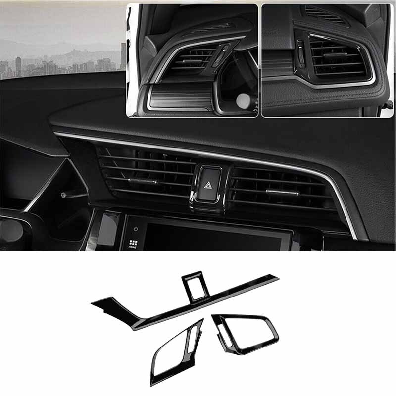 Bright Black For Honda Civic 10th 2016-21 Air Outlet Vent Frame Central Console