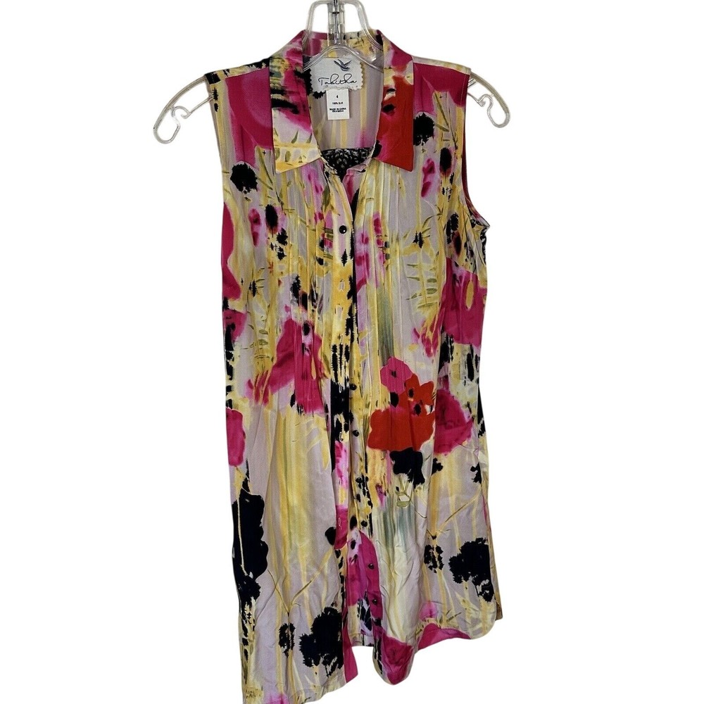Anthropologie Tabitha Womens Multicolored Silk Sleeveless Tunic Top Size 4