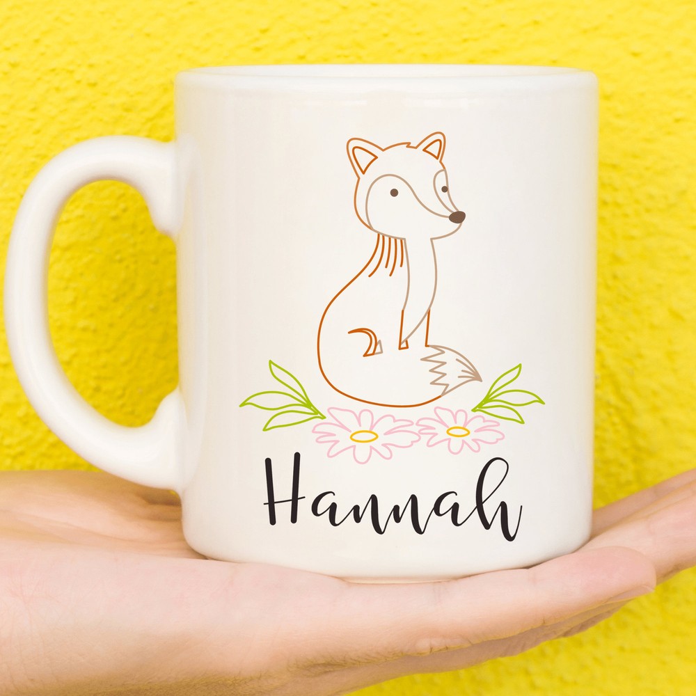 Outline Fox Mug Fox Gifts Personalised Mugs Fox Lovers Custom Mug Personalised