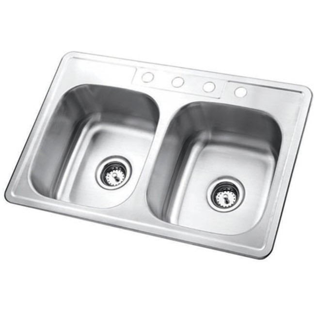 Kingston Brass 33-Inch Drop-In Double Basin 22 Gauge in Nickel Finish