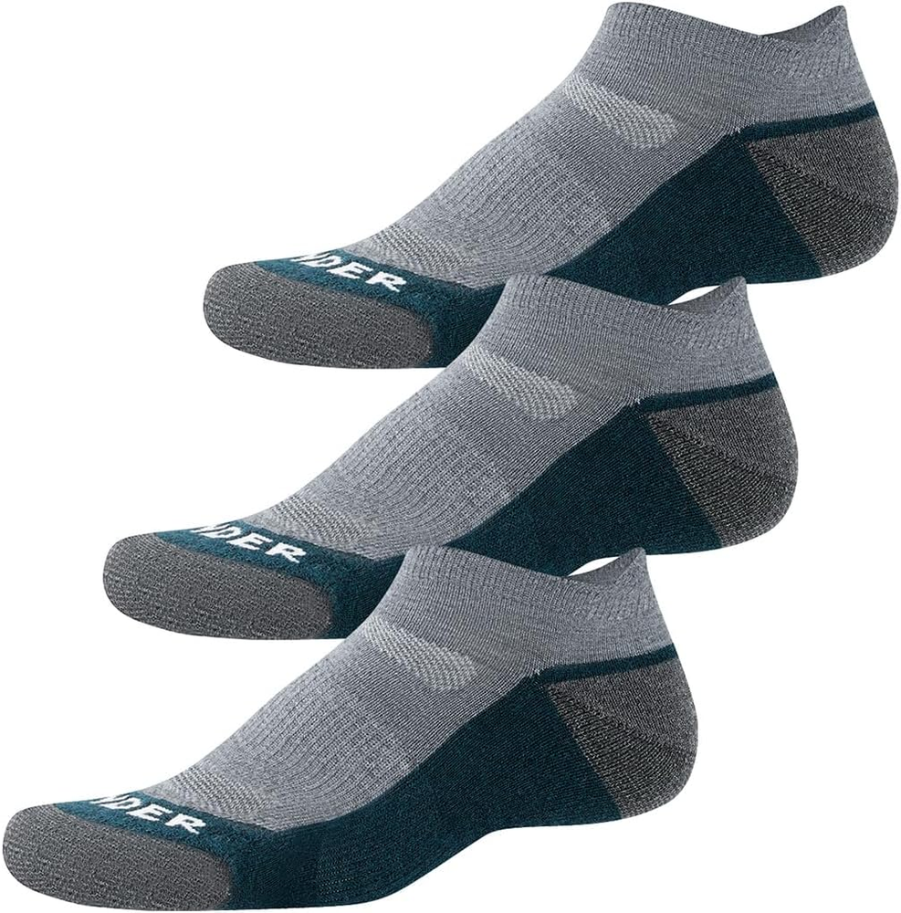 Merino Wool Ankle Running Hiking Socks 3 Pairs Lightweight Cushioned Sweat-Wicki
