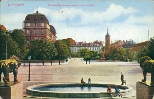 Postcard Darmstadt Paradeplatz seen from the museum around 1910 (No.877)