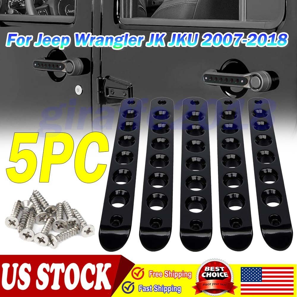5x Black Car Door Grab Handle Inserts for Jeep Wrangler JK 2007-2018