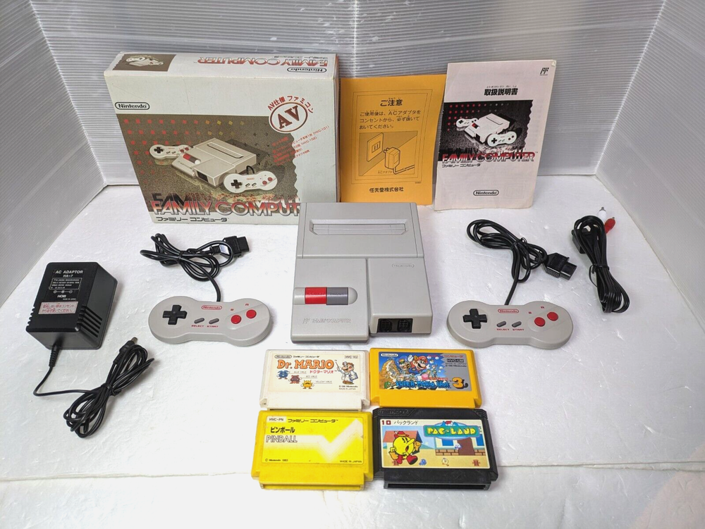 New Famicom Console AV NES HVC-101  Super mario bros 3 Japan Box Manual