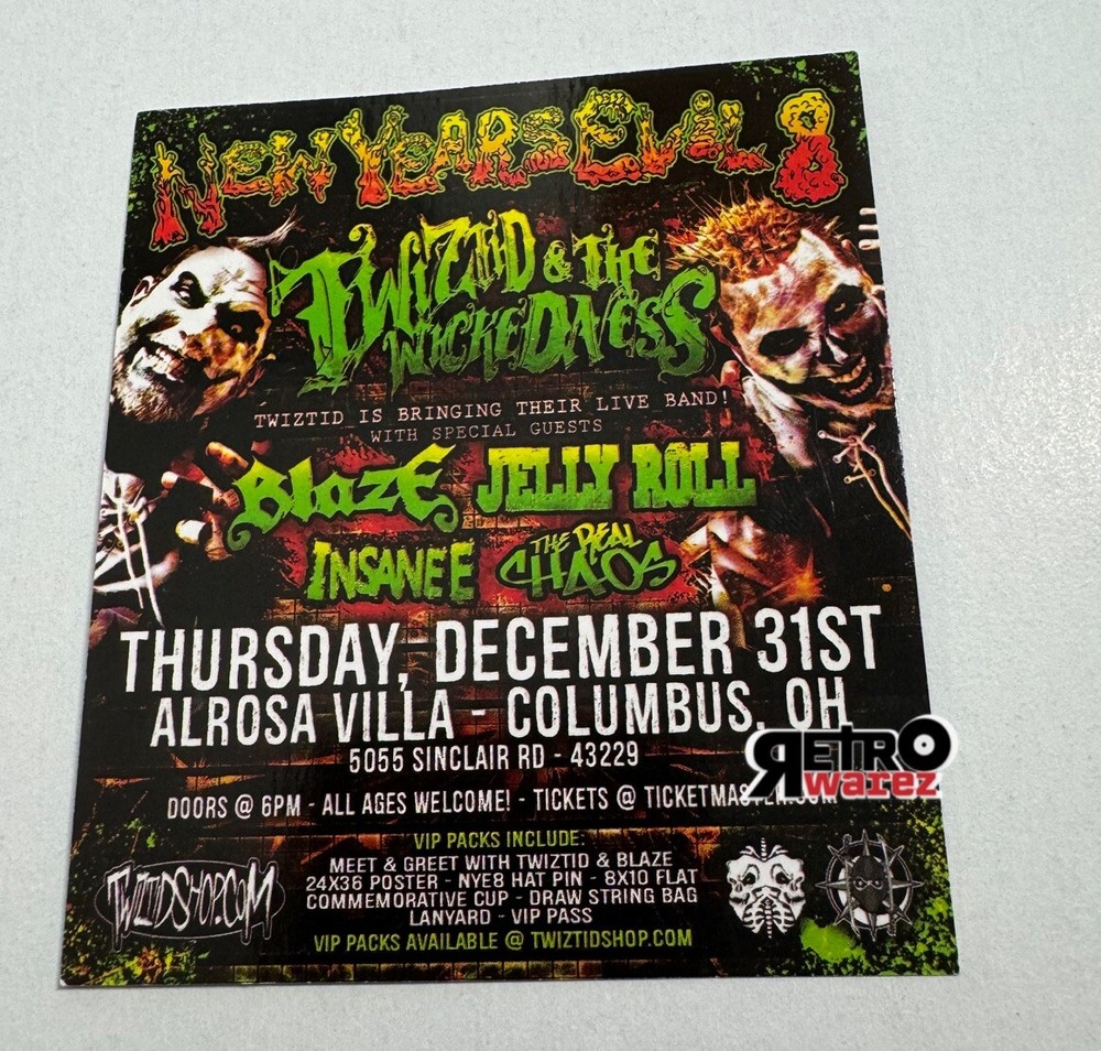 Twiztid - New Years Evil 8 2015 Concert Small DS Flyer 3.5x4.75” Jelly Roll NYE-image