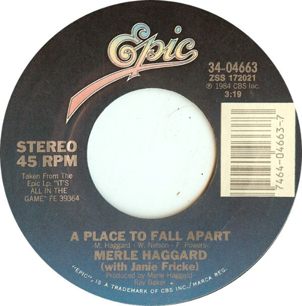 Merle Haggard - A Place To Fall Apart - Epic - 34-04663 - 7