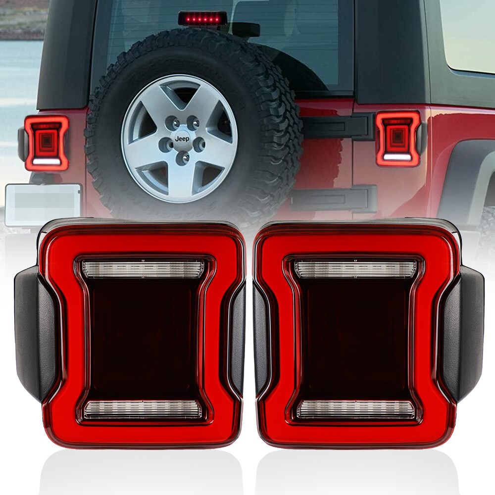 Pair LED Tail Lights Brake Rear Turn Lamp For Jeep Wrangler JK 2007 2008 -2017