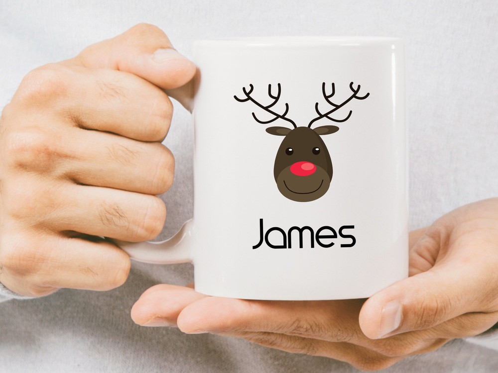 Christmas Mug Personalised Reindeer Mugs Secret Santa Gifts Custom Christmas