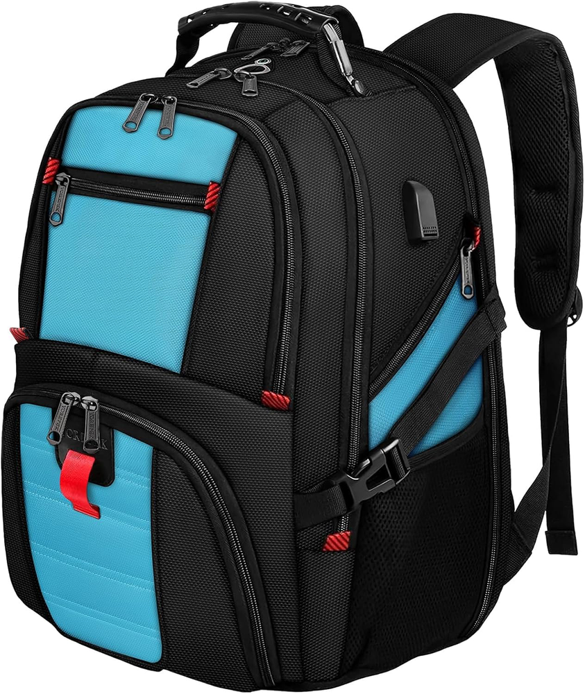 50L Water Resistant YOREPEK Travel Backpack with USB Port for Men & Women - Blue