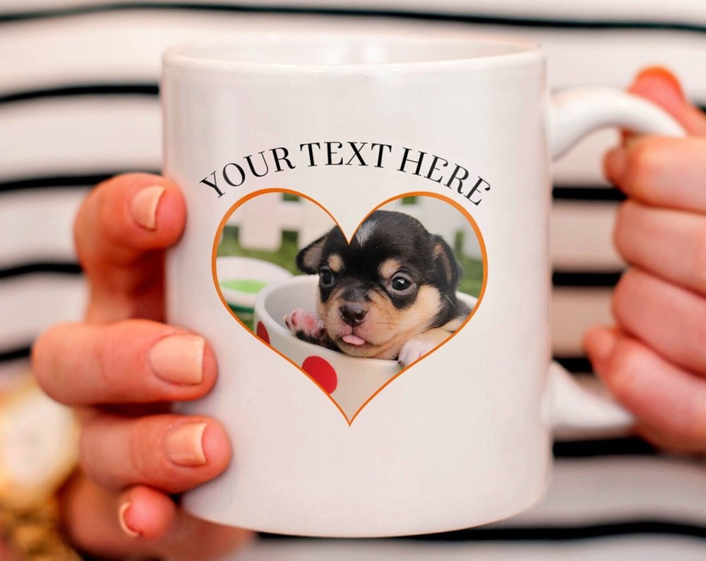 Custom Pet Photo Mug Personalized Mug Text &Photo Dog And Cat Heart Mug Make