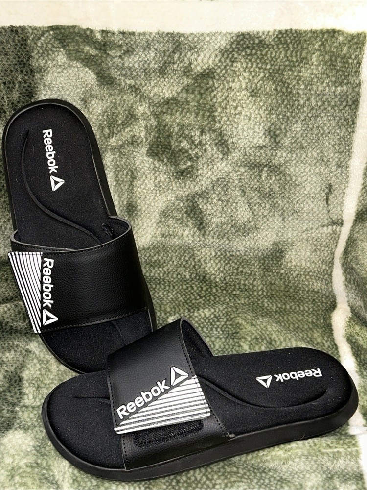 REEBOK Black Foam Adjustable Cushioned Slide Sandals - NWOT, Women’s Size 8