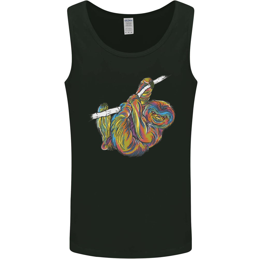 A Colourful Sloth on a Branch Mens Vest Tank Top