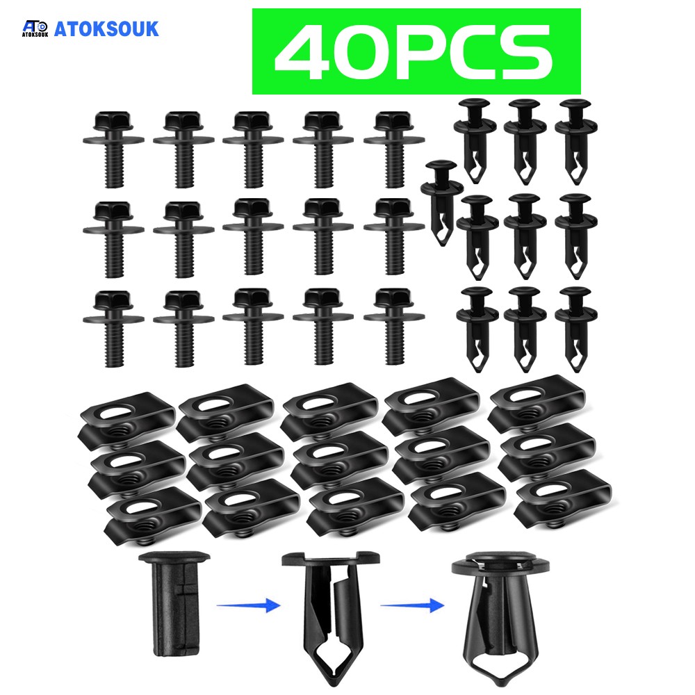40pcs For Honda Pilot Engine Splash Shield Skid Plate Body Bolts U-nut Clips