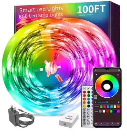 100Ft LED Strip Lights, Smart Light with App Remote Control, RGB LED Lights for