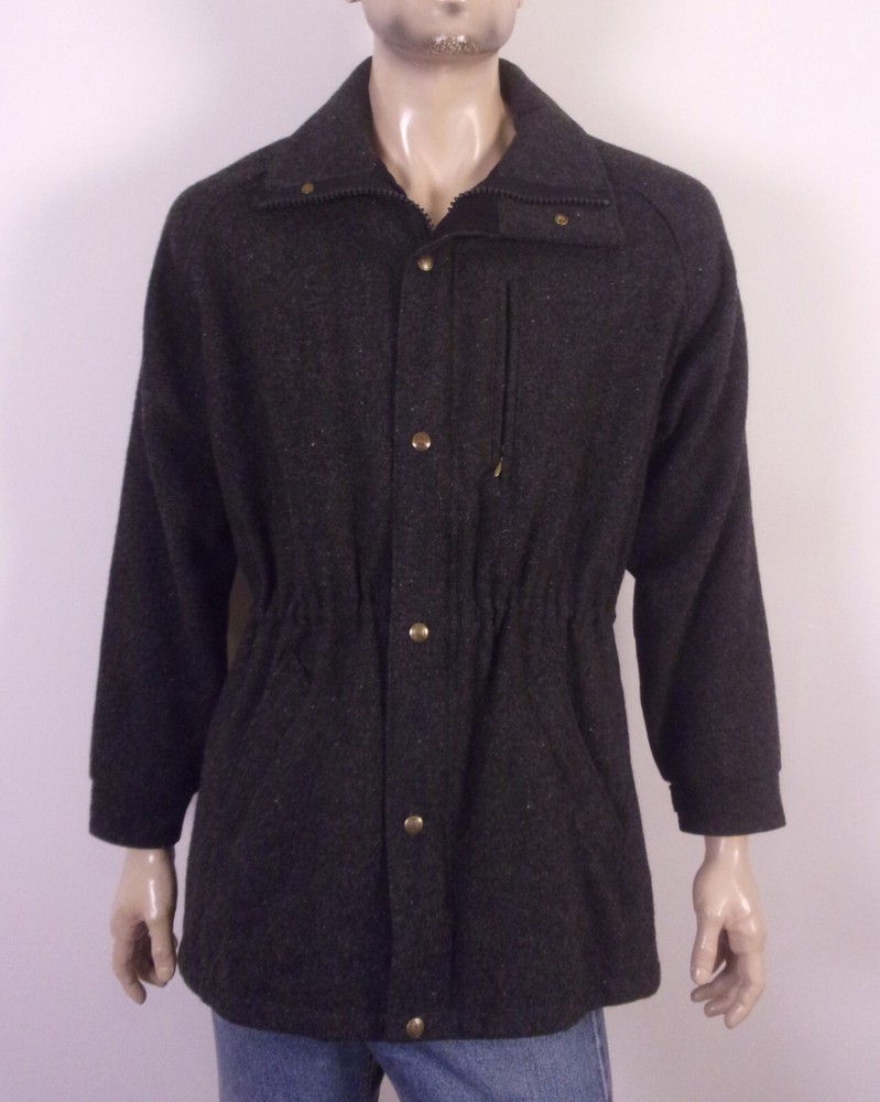 vintage 80s Lands' End Charcoal Wool Coat Jacket Driving SZ MEN'S M