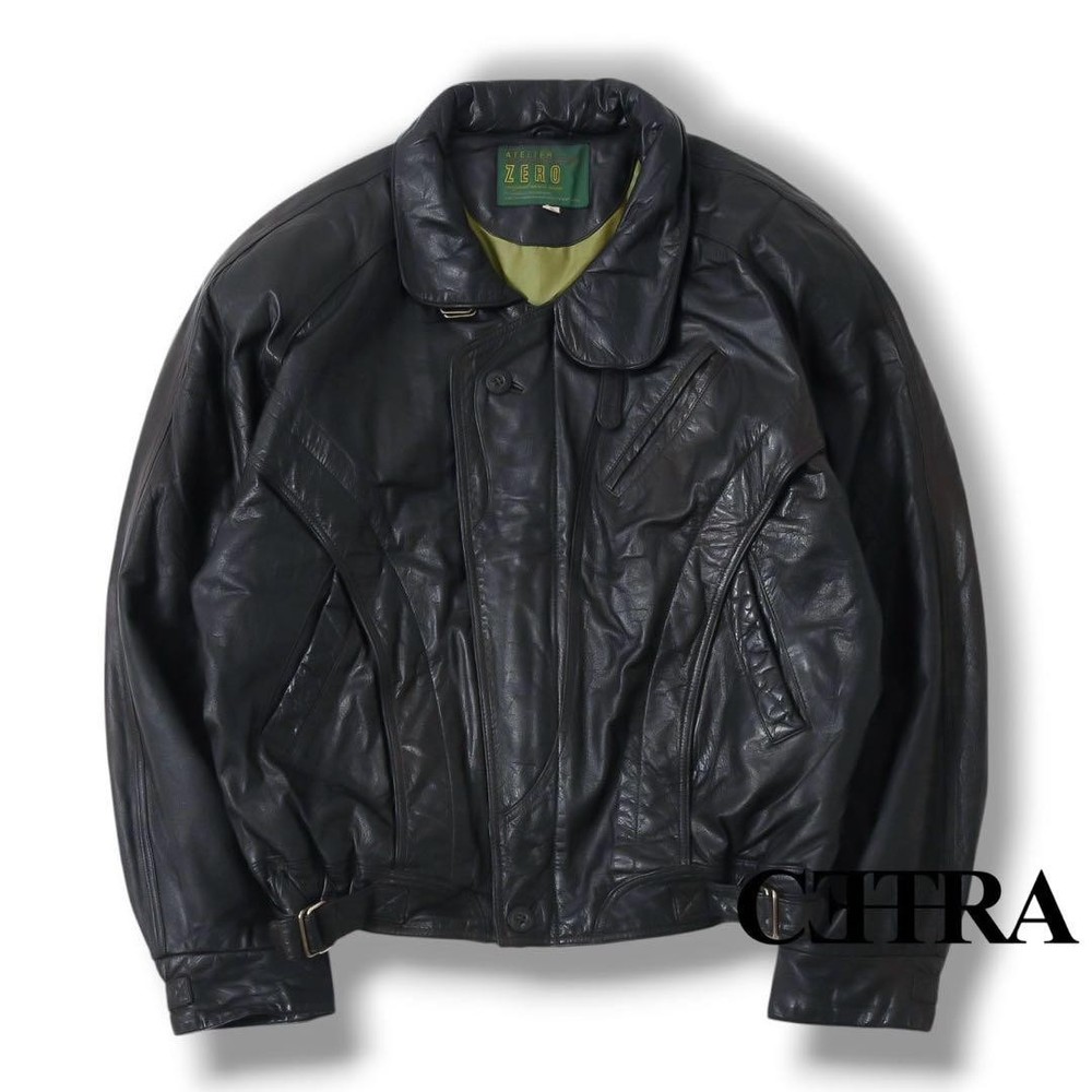 90s Genuine Leather Short Motorcycle Jacket Blouson Style