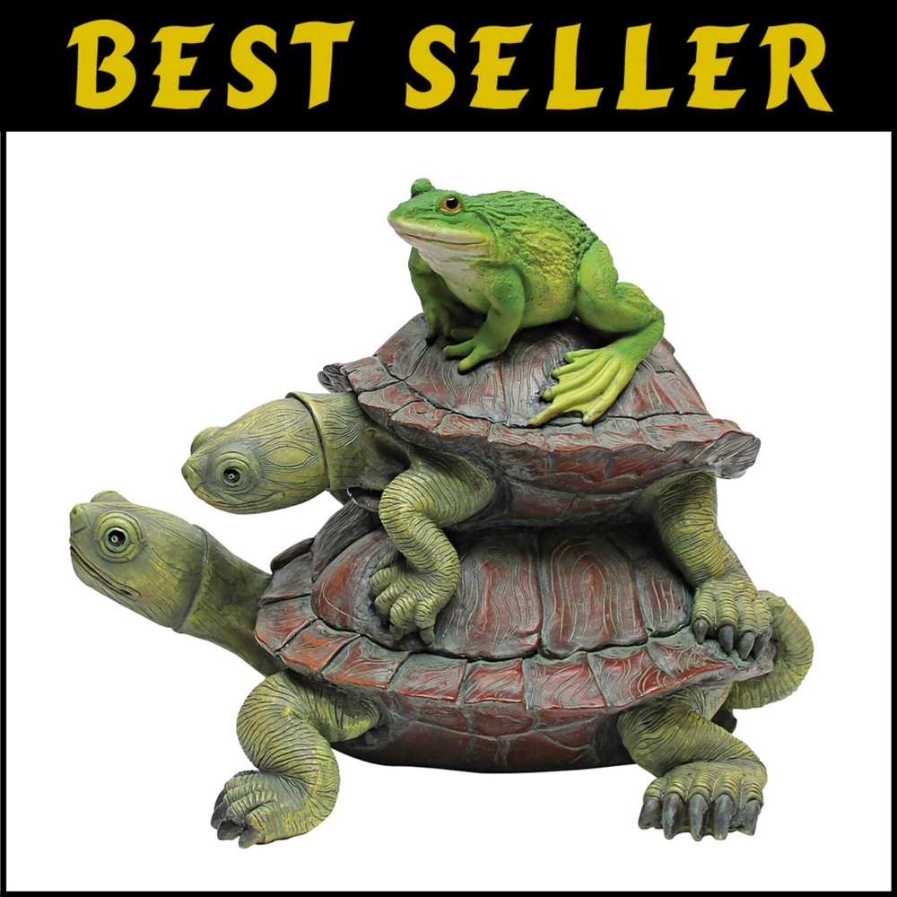 Exclusive 11-Inch Frog and Turtle Decorative Statue for Indoor Outdoor Decor