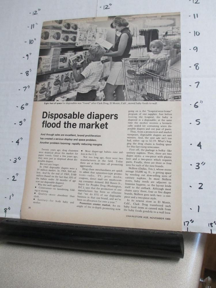 magazine ad 1969 DIAPERS baby disposable Johnson's Chux Pampers Scott Curity