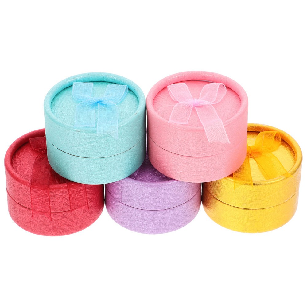 5pcs Round Shaped Jewelry Finger Ring Earring Ear Studs Gift Packing Boxes