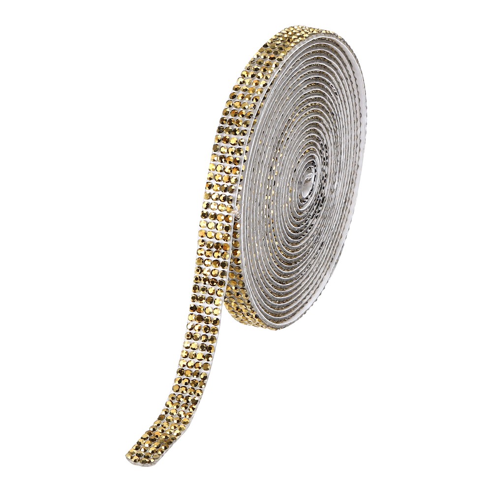 0.35 Inch Self Adhesive Rhinestone Strips 3 Yard for Crafts,Gold
