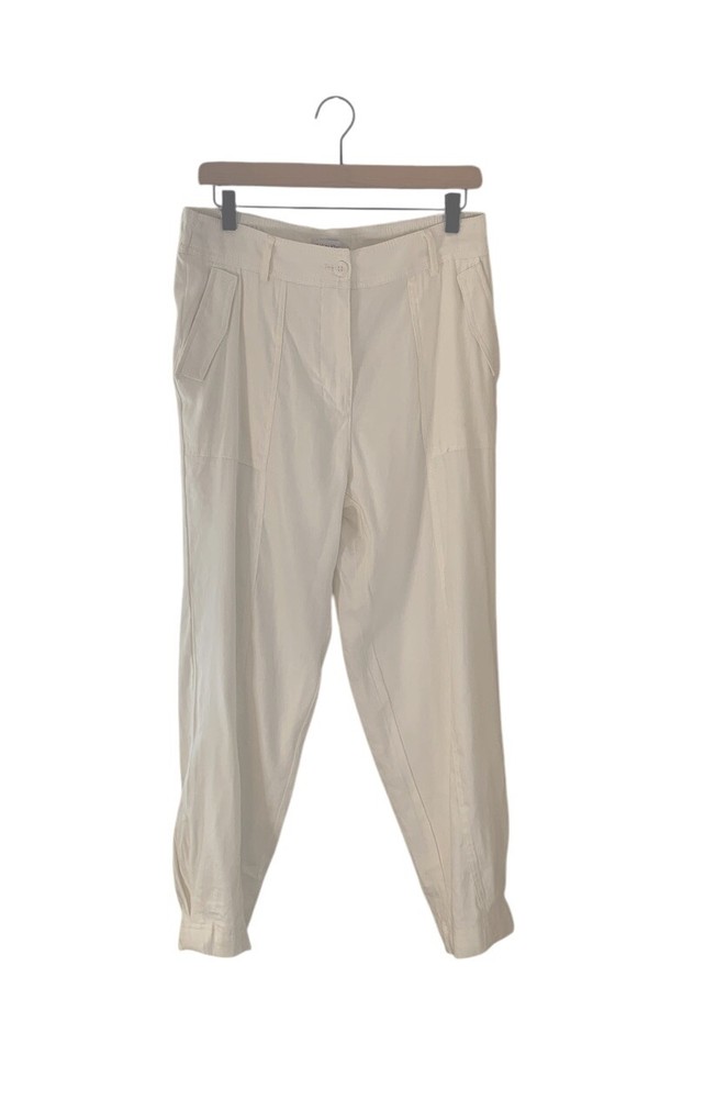 Calvin Klein White Linen Blend Casual Pants with Pockets Size Small NWT Spring Summer